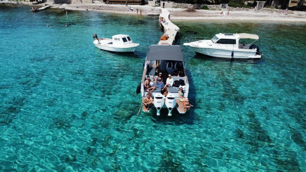 boat Colnago 33 docked in a Blue Lagoon