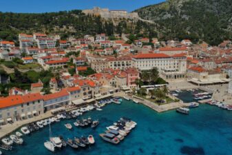Hvar town Croatia aerial view